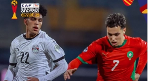 Des joueurs marocain et égyptien lors de la demi-finale de la CAN U20 2025