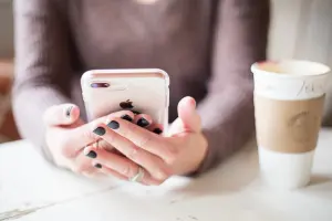 Woman browsing content on her smartphone