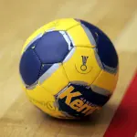 Handball ball on a court