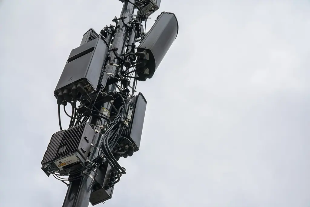 5G radio equipment installed on a telecommunications antenna