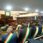 Hemicycle of the National Assembly of Côte d’Ivoire during the parliamentary opening on April 3, 2023