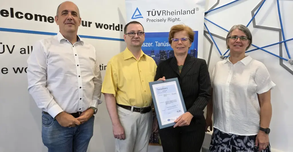 Presentation of an ISO 9001 Quality Management Certificate in Budapest