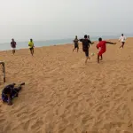 Beach soccer match, illustrative image