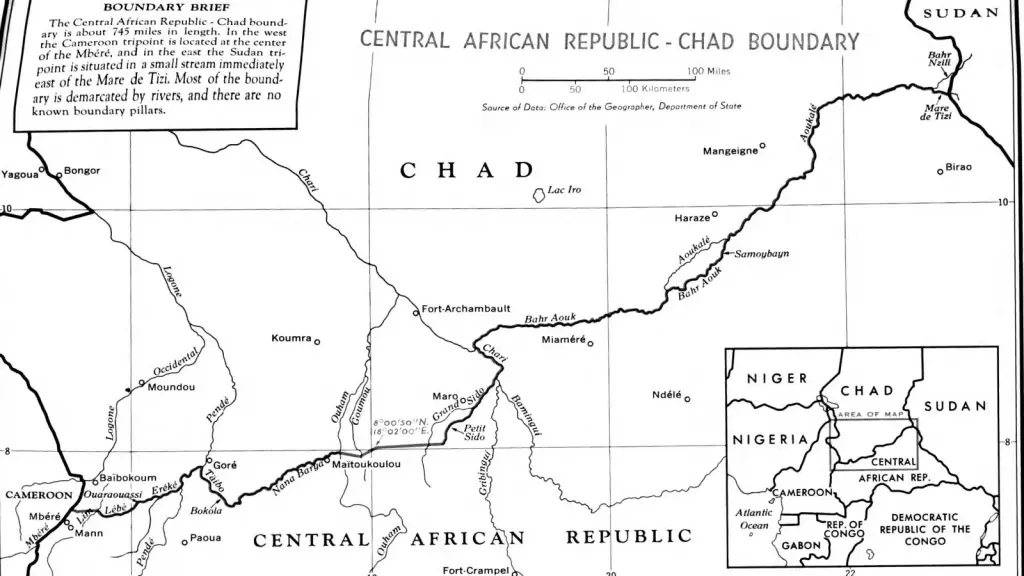 Map of the border between Chad and the Central African Republic
