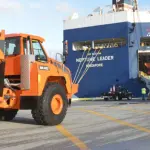 The roll-on/roll-off ship Neptune Leader photographed in a port