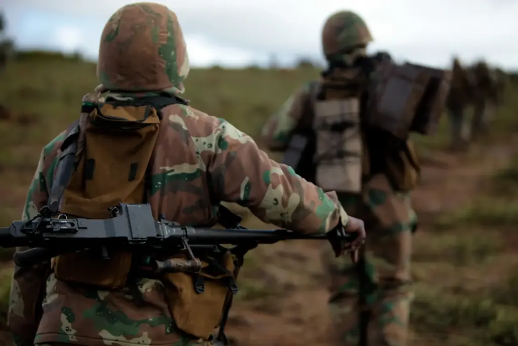 Soldiers of the South African National Defence Force during an exercise in 2011
