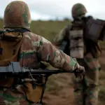 Soldiers of the South African National Defence Force during an exercise in 2011