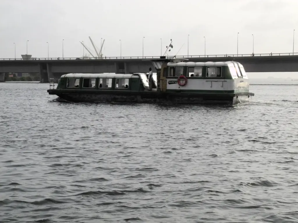 SOTRA water bus navigating the Ébrié lagoon in Abidjan