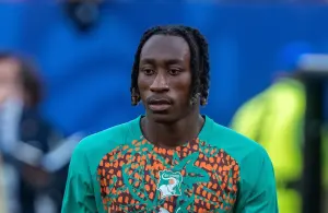 Yan Diomandé in the green and orange kit of the Ivorian national team, archive photo from June 2026