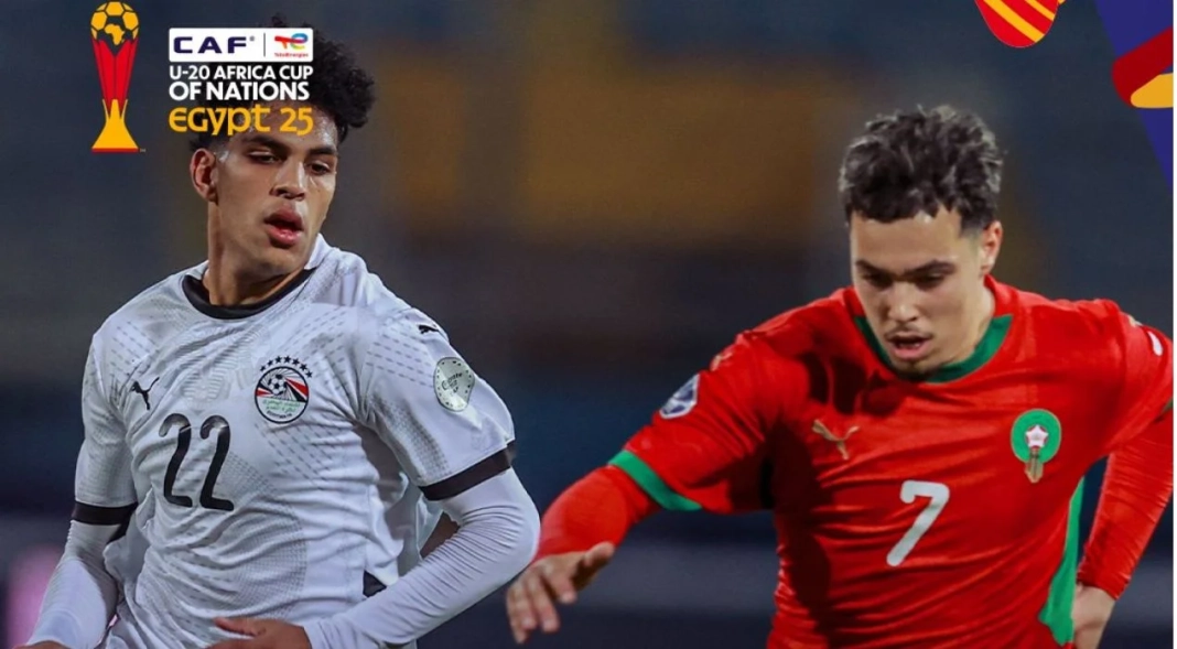 Des joueurs marocain et égyptien lors de la demi-finale de la CAN U20 2025