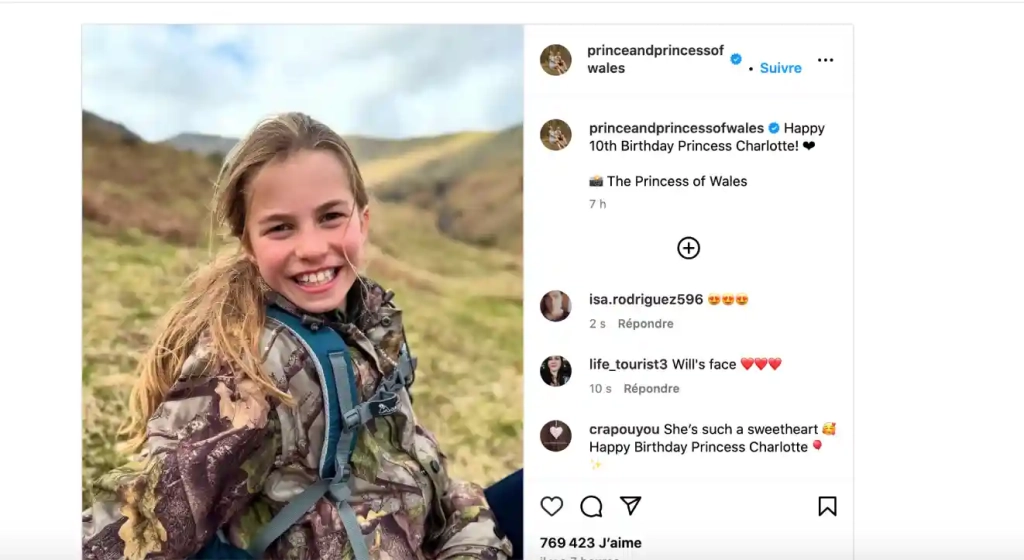La princesse Charlotte pose pour ses 10 ans: un portrait qui rappelle son père 1 La princesse Charlotte pose pour ses 10 ans (1)