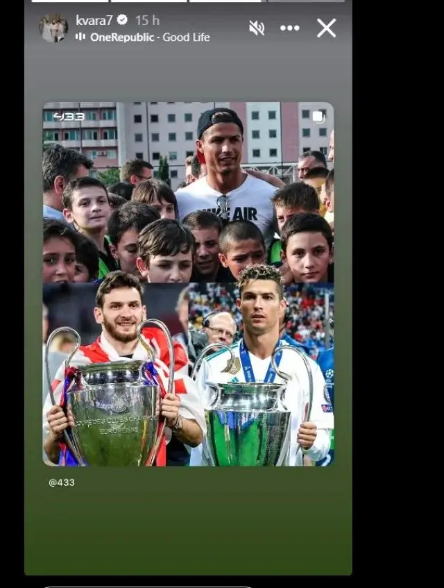 LDC: Kvaratskhelia rend hommage à Cristiano Ronaldo après le sacre du PSG 1 image LDC: Kvaratskhelia rend hommage à Cristiano Ronaldo après le sacre du PSG