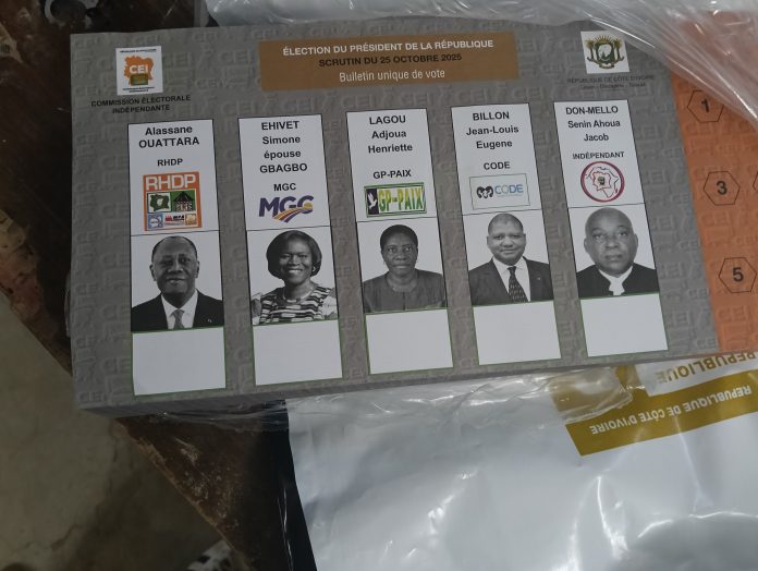 Bulletin unique de vote de la présidentielle ivoirienne de 2025