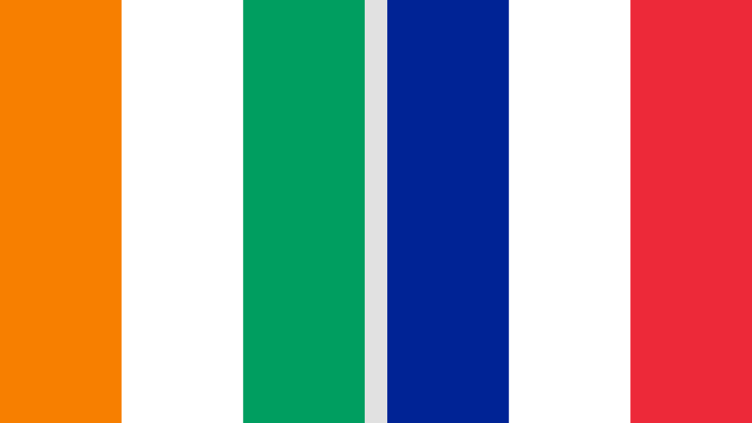 Drapeaux de la Côte d’Ivoire et de la France — illustration