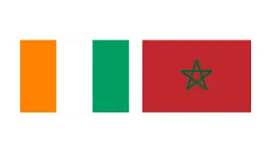 Drapeaux de la Côte d’Ivoire et du Maroc — illustration de la coopération militaire bilatérale