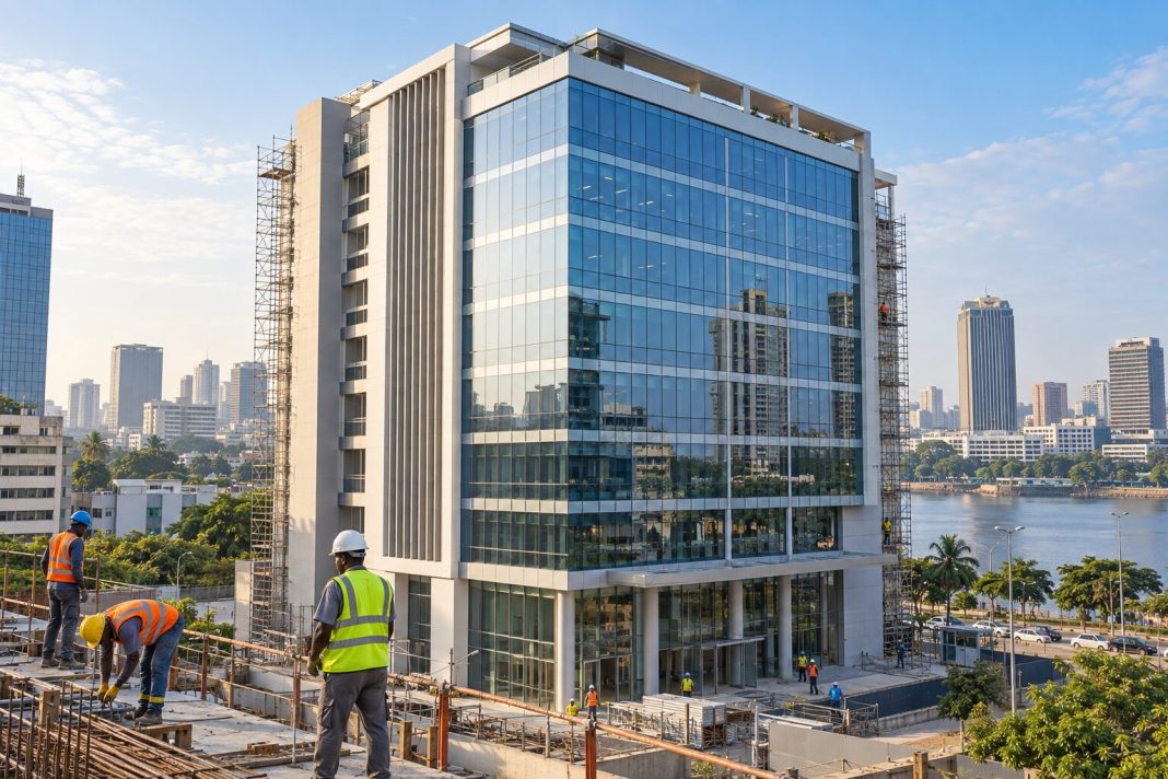 Illustration du chantier du siège de la DGPE au Plateau à Abidjan