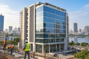 Illustration du chantier du siège de la DGPE au Plateau à Abidjan