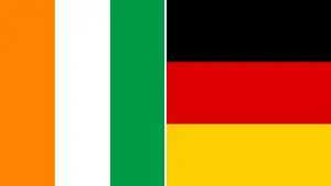 Drapeaux de la Côte d’Ivoire et de l’Allemagne