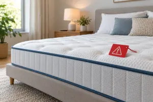Matelas avec étiquette d’alerte de sécurité