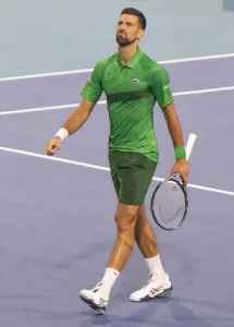 Novak Djokovic lors du Miami Open 2025