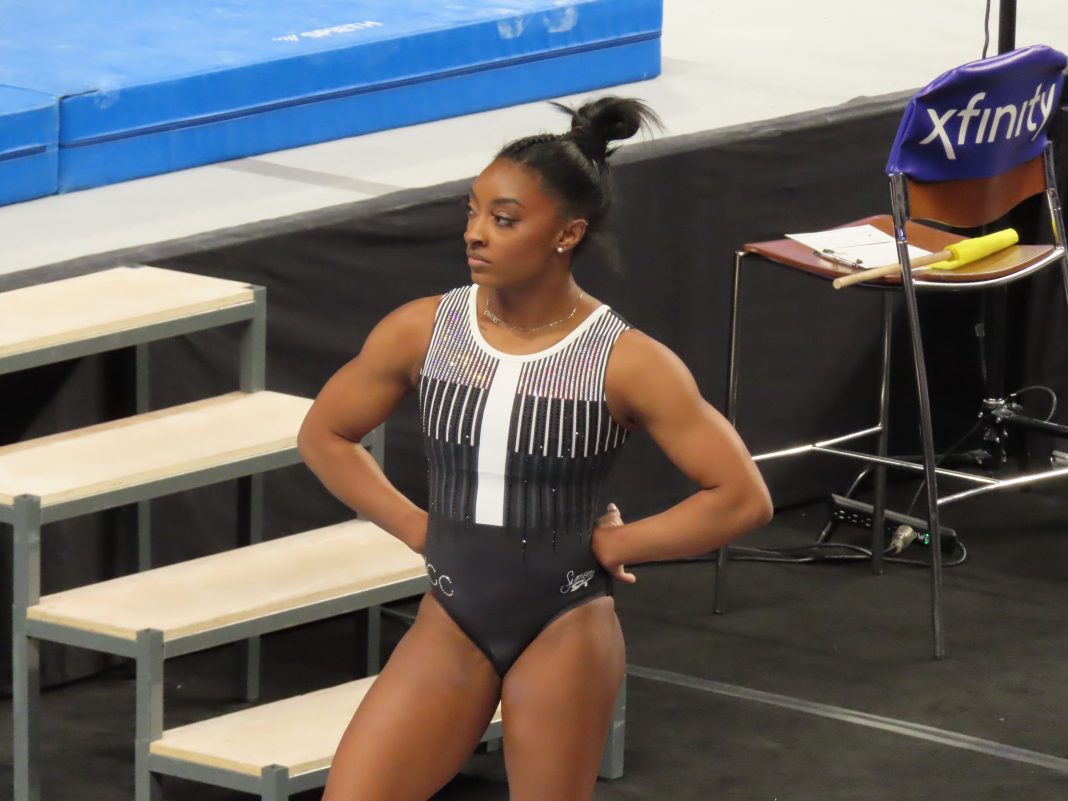 Simone Biles, gymnaste américaine, lors des championnats des États-Unis 2024