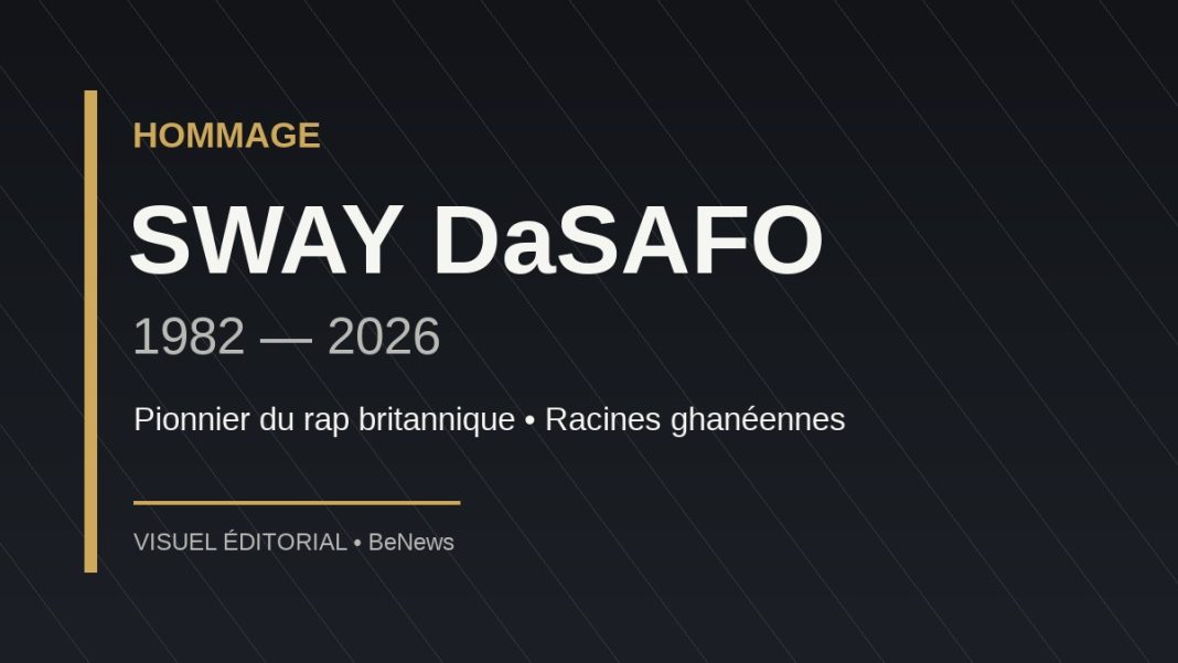Visuel hommage à Sway DaSafo, rappeur britannico-ghanéen mort à 44 ans en 2026