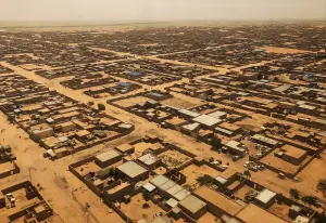 Vue aérienne de la ville d’Agadez dans le nord du Niger