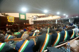Hémicycle de l’Assemblée nationale de Côte d’Ivoire lors de la rentrée parlementaire du 3 avril 2023