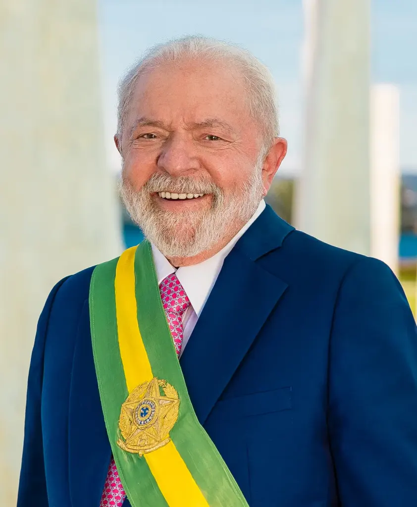 Luiz Inácio Lula da Silva portant l’écharpe présidentielle du Brésil