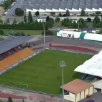 Vue aérienne du stade Francis-Le-Basser à Laval, archive de 2022